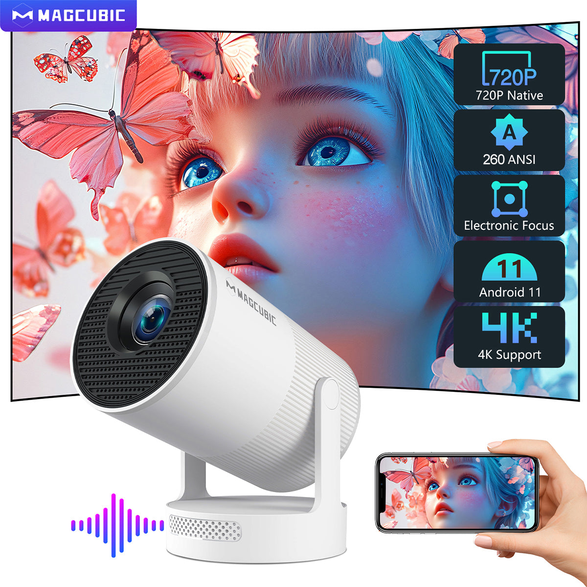 MAGCUBIC HY300 プロジェクター X Projector X Magcubic HY300X 4K HD Electronic Focus Projector Android11