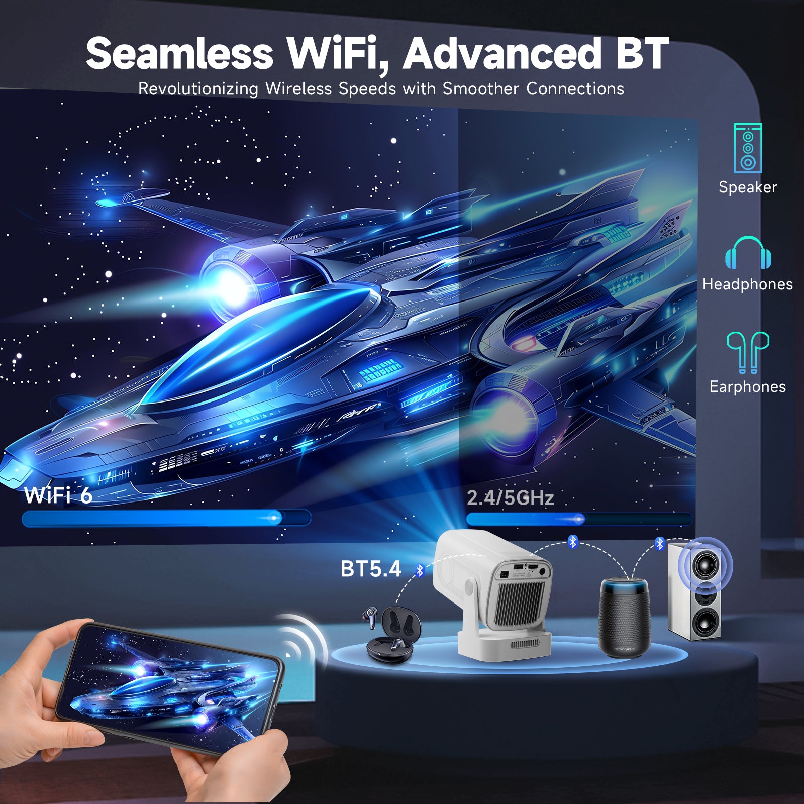 Magcubic HY310 Mini Projector Auto Focus 4K Native 1080P 330ANSI Android11 5W Speaker Air Mouse Voice Assistant Upgrated HY300