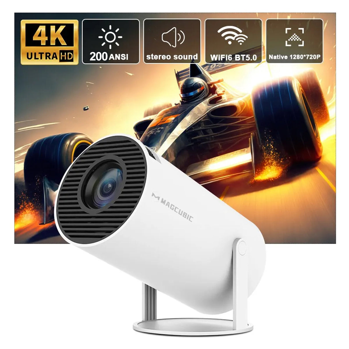 Magcubic HY300 Pro supports 4K, 200 ANSI Lumens, Wi-Fi 6, BT5.0