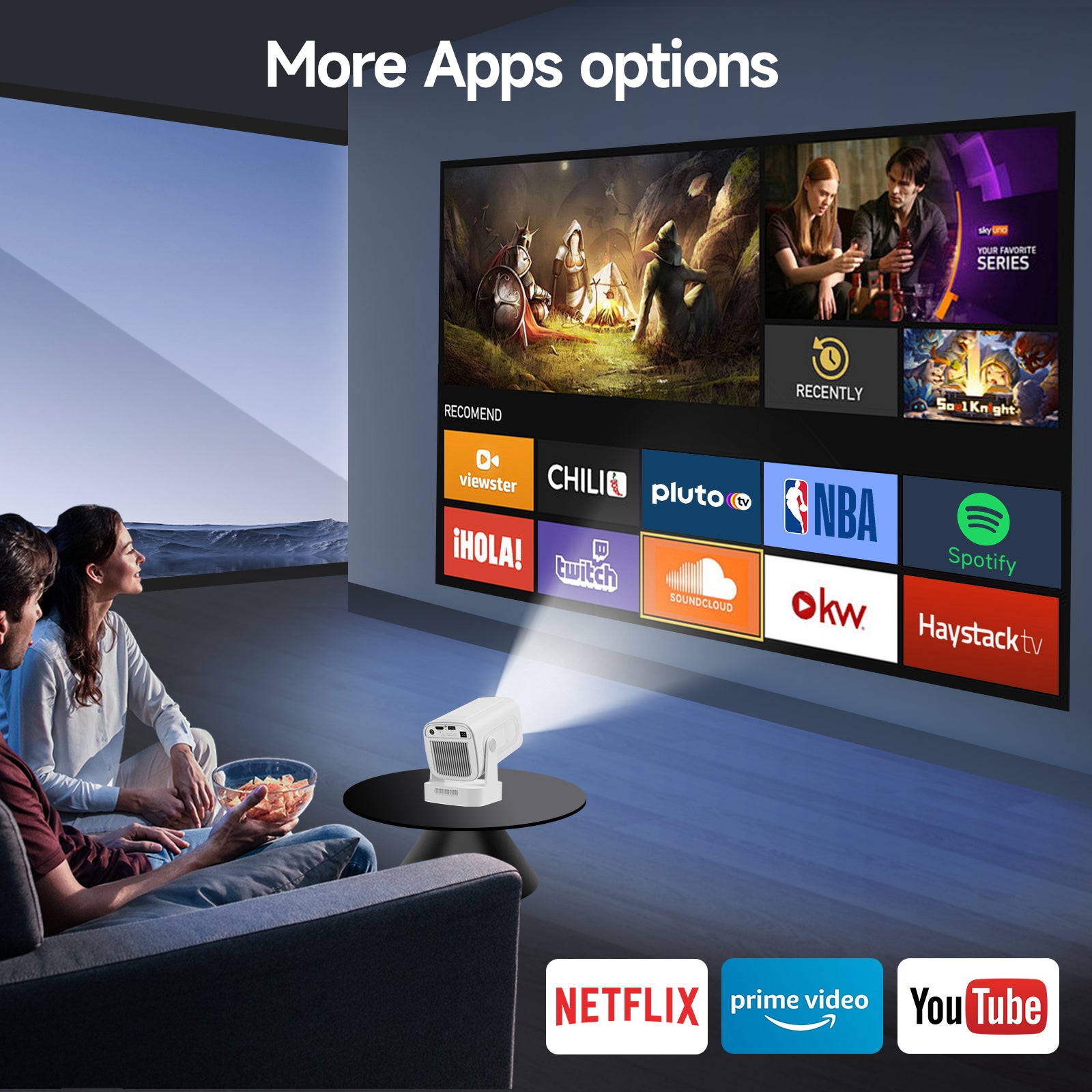 The HY310 mini projector with more apps options