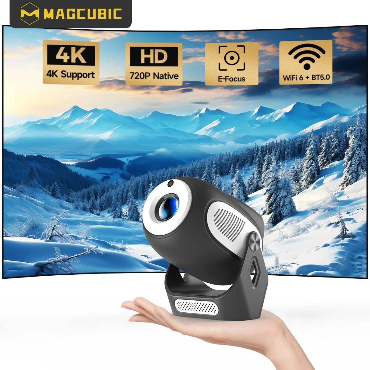 The HY300X projector with 720P native, 4k support,E-focus