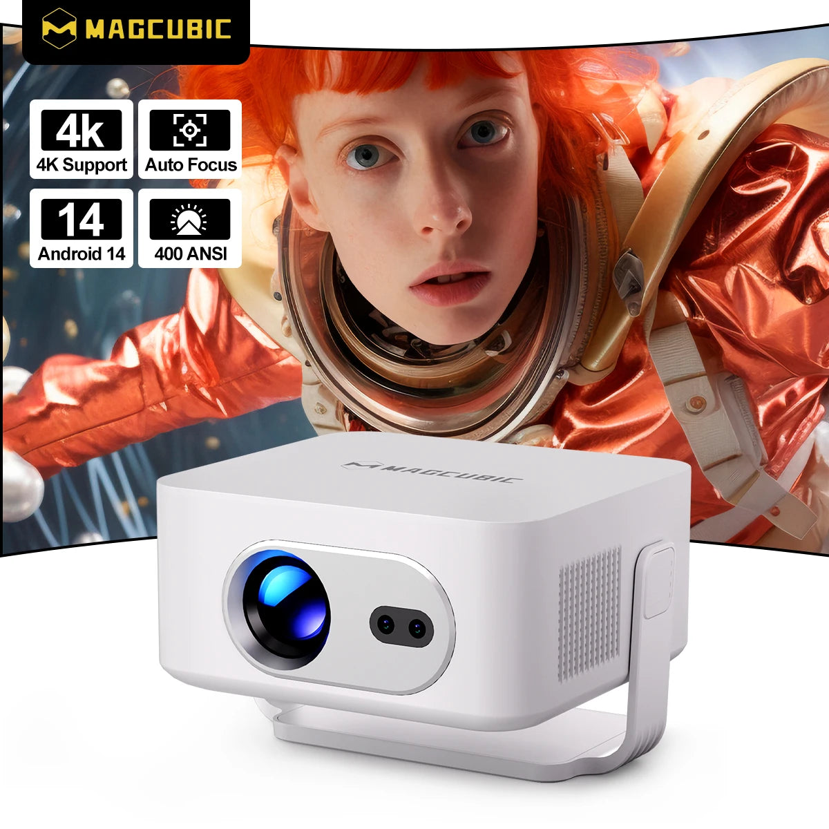 Magcubic HY300 Max projector supports 4k, Android 14, 400 ANSI, Auto Focus