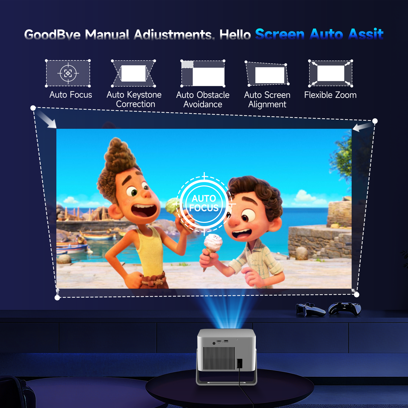 Magcubic HY350GT 650ANSI Portable Projector | Native 1080P with 8K Input Auto Keystone & Focus, Outdoor Friendly