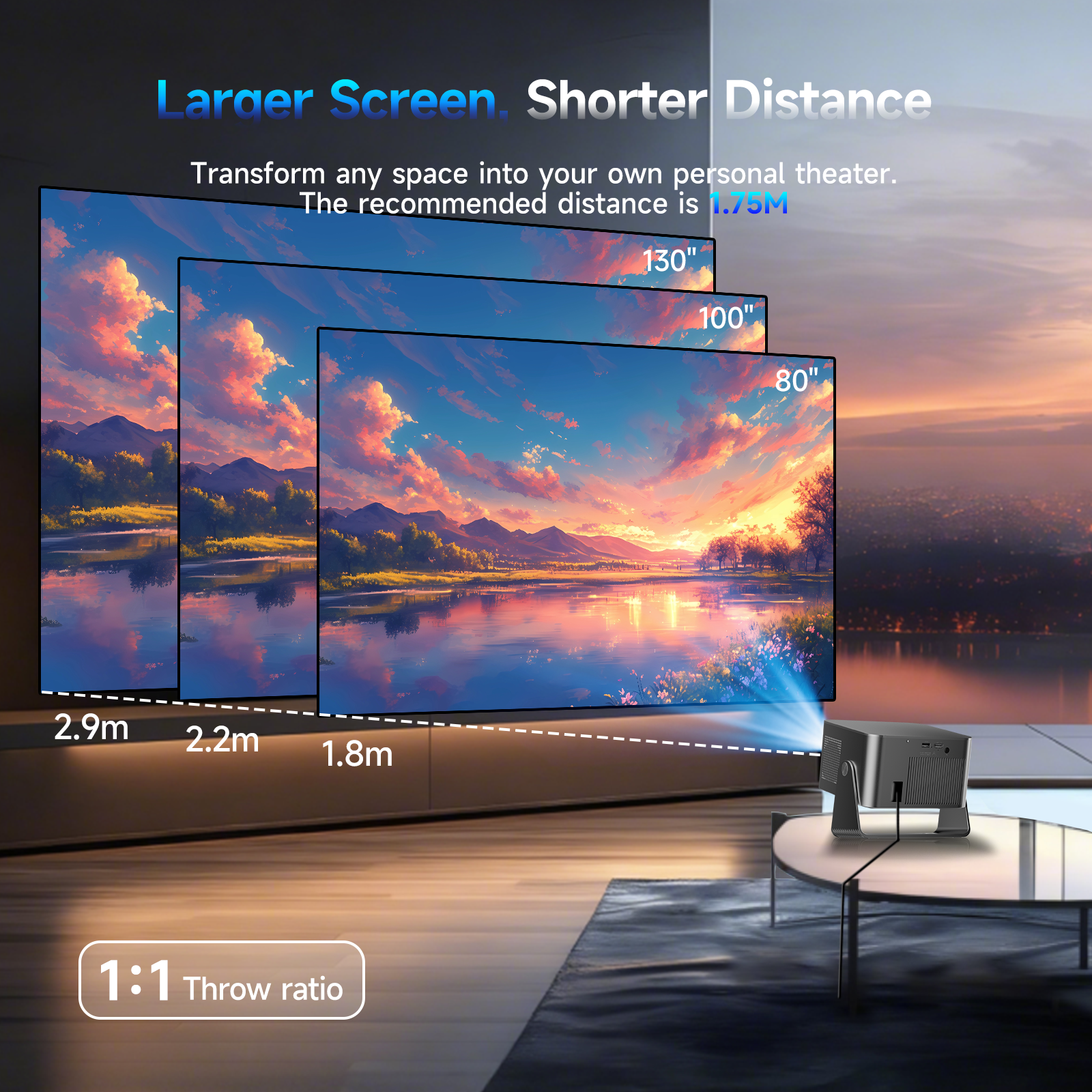 Magcubic HY350GT 650ANSI Portable Projector | Native 1080P with 8K Input Auto Keystone & Focus, Outdoor Friendly