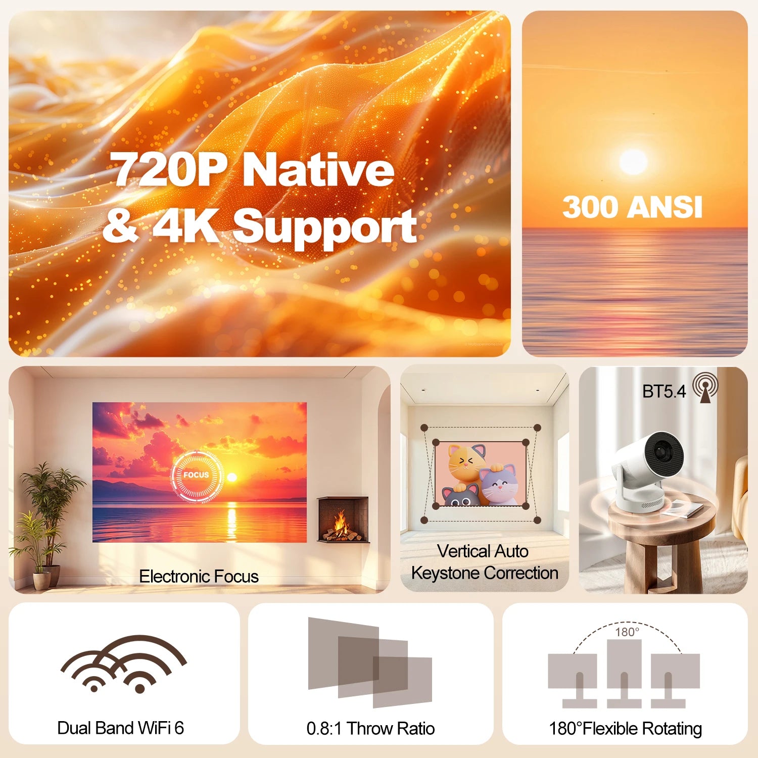 Magcubic 4K HY300 Ultra Portable Projector – 720P, 260 ANSI, Android 11 ...