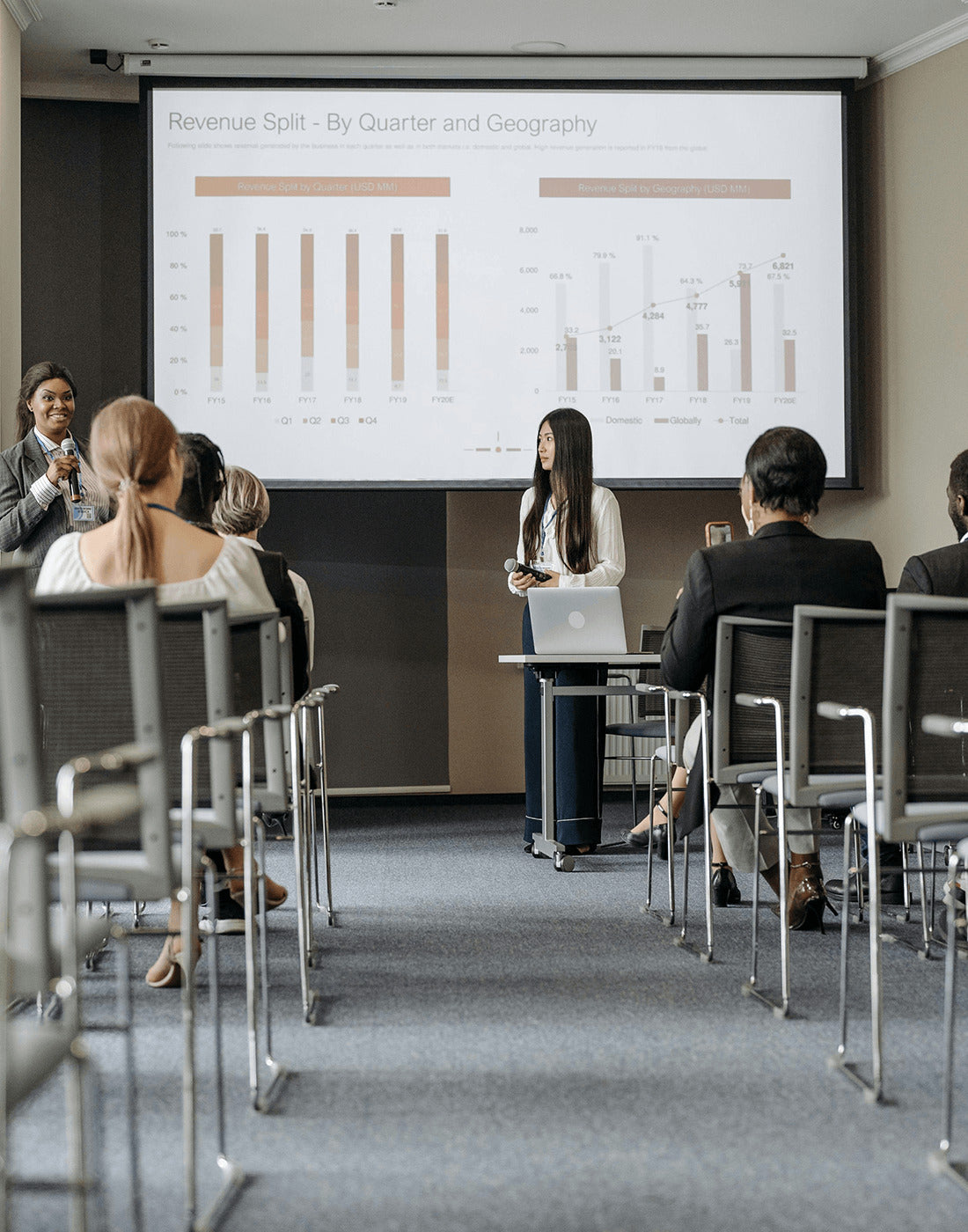 The company uses projectors in the meeting room to hold meetings