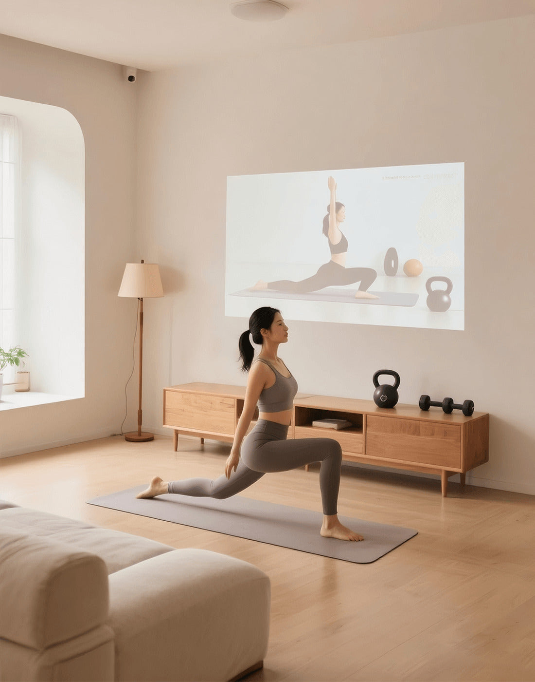 Watch fitness videos using a projector