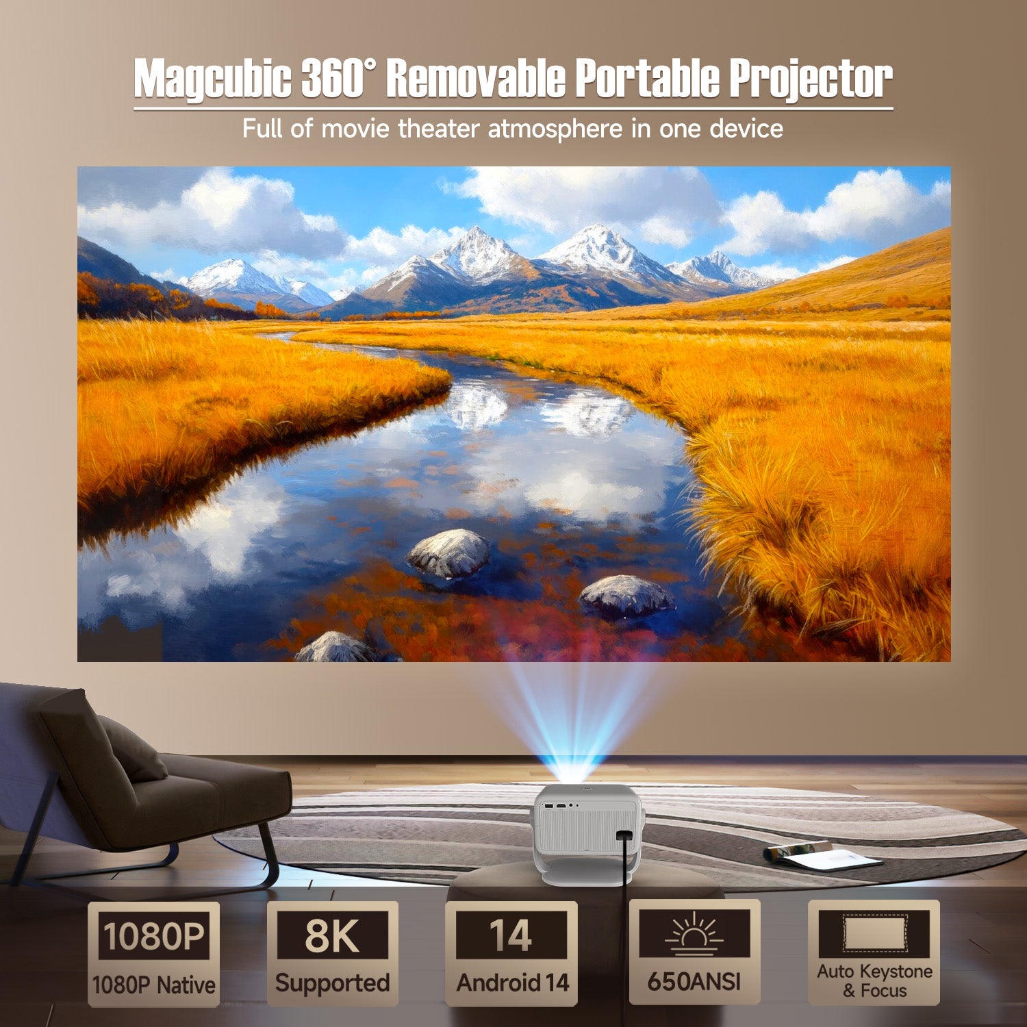 Magcubic L018 Native 1080P Projector – 650 ANSI, 4K, Wi-Fi 6
