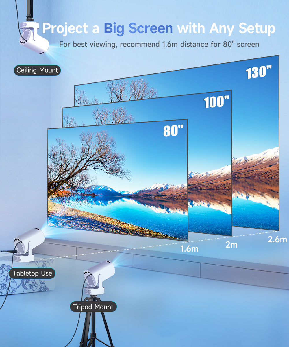 Magcubic 4K HY300 Pro+ Projector Built in 5W Speaker 1280*720P Android 11 8000 Lumens Wifi6 BT5.4 Outdoor Portable Projector